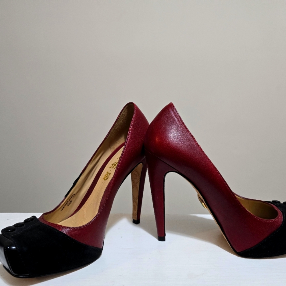 Gently worn Classy Cranberry Red and Black Women's L.A.M.B. Heels